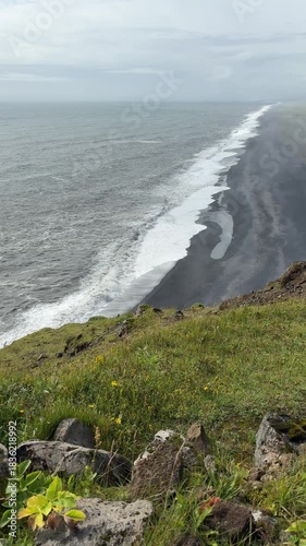 Panoramic Iceland Coastline With Waves Background