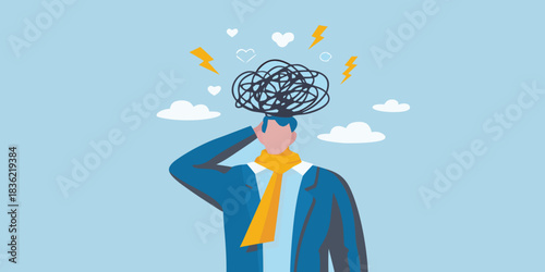 Conceptual illustration of a person experiencing stress anxiety or mental health issues