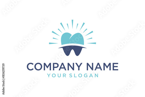 Modern Dental Tooth Logo with Bright Radiance for Oral Health Clinic