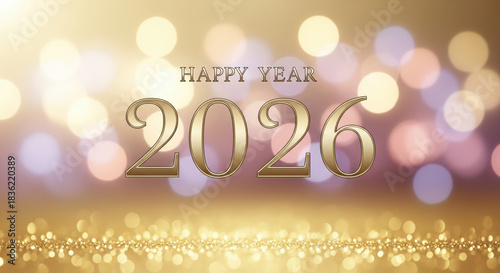 Wallpaper Mural pastel gold new year 2026 background with soft bokeh lights Torontodigital.ca