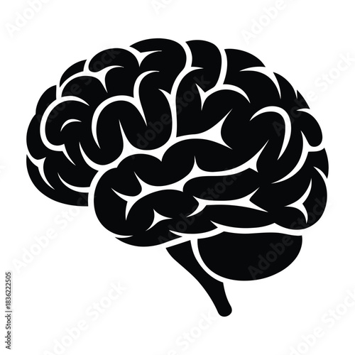 Create a image of Silhouette vector image of a blake Brain Icon icon white background.