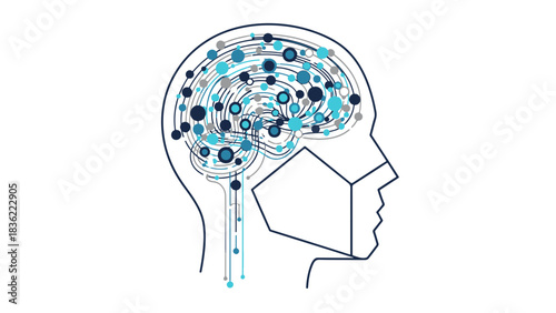 Abstract depiction of digital thinking and human cognitive processing, symbolizing innovation and data connections