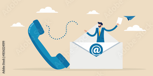 Contact us by email or phone customer service illustration concept