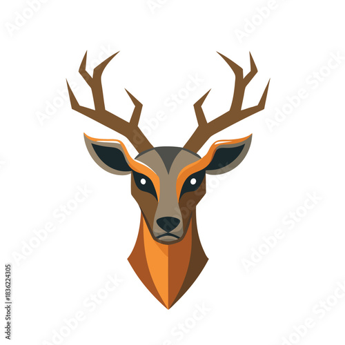Deer Icon on White Background Vector Art Illustration on white background.