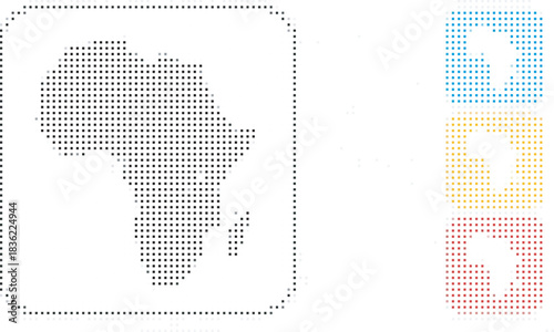 Modern Africa continent map icon set in dot matrix style for digital design