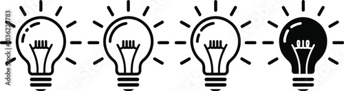 Lamp line icon set. Idea lamp icon collection. Flat style - stock vector.
