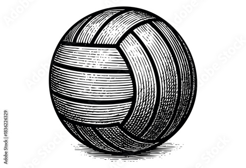 Vintage engraved illustration of a water polo ball — stock vector.