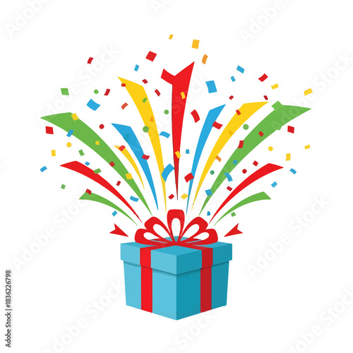 Unwrap joy with this vibrant gift box explosion for celebrations, events, and special occasions today