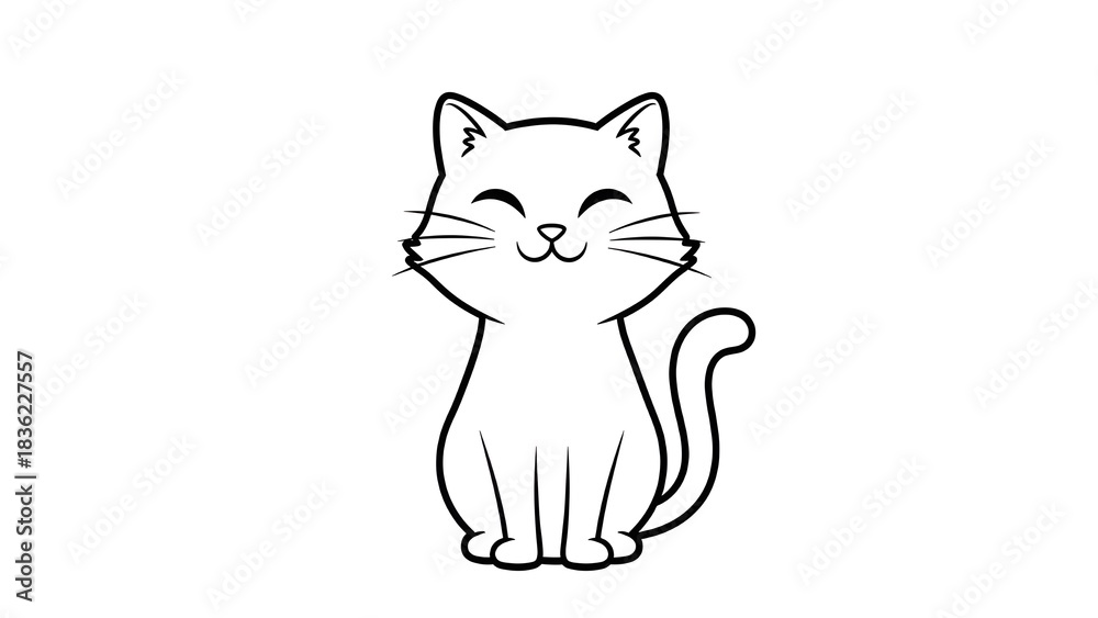 Obraz premium Cute smiling cat drawing perfect for children's designs and coloring