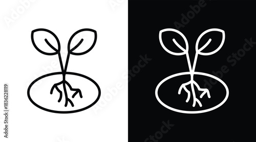 root Two-tone version in black and white background