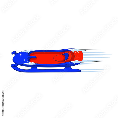 Winter sport icon Dynamic bobsleigh in motion, representing speed and winter activity