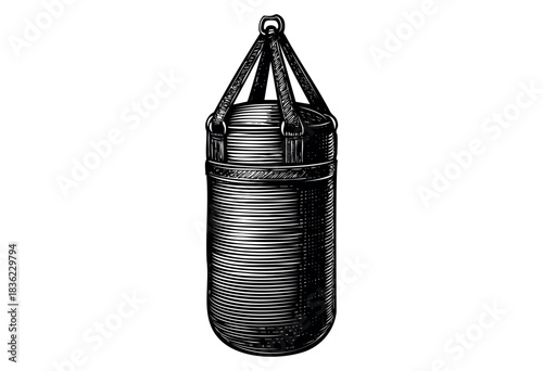 Vintage engraved illustration of a punching bag — stock vector.