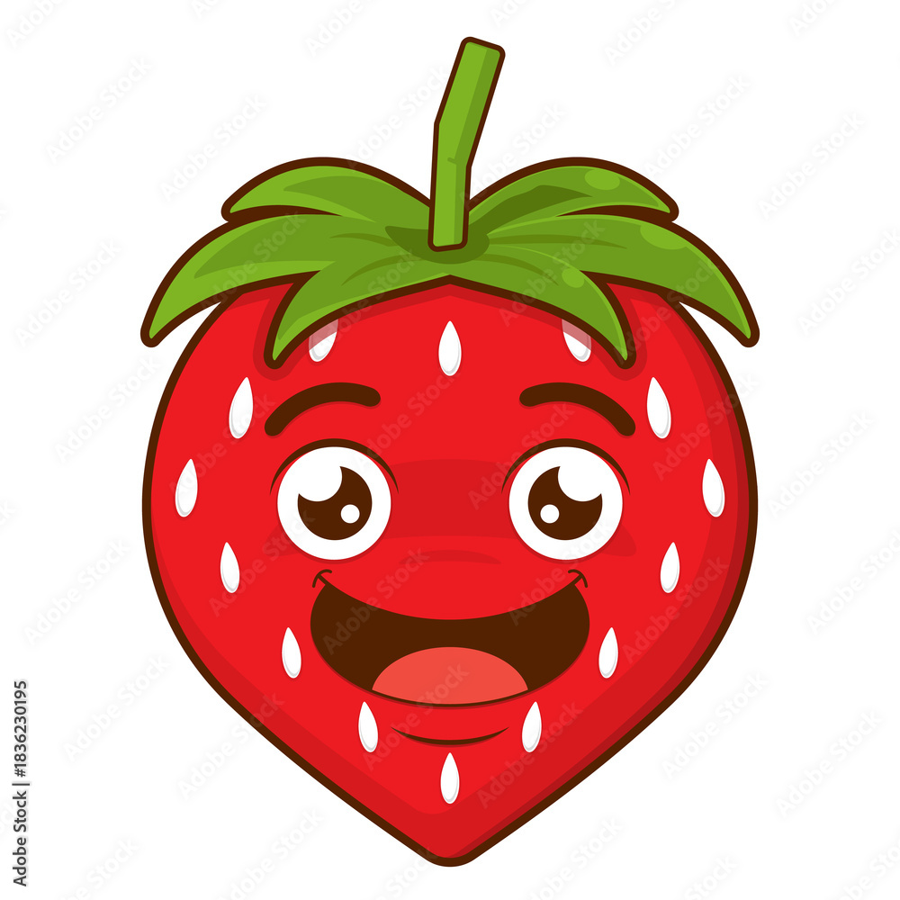 Obraz premium strawberry smile face cartoon cute