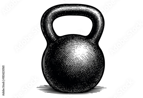 Vintage engraved illustration of a kettlebell — stock vector.