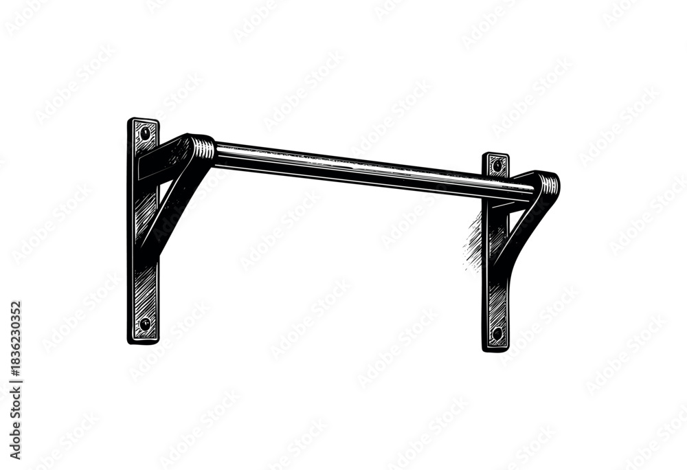Fototapeta premium Vintage engraved illustration of a pull-up bar — stock vector.
