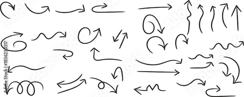 Hand drawn arrows collection directional elements for design and illustration projects