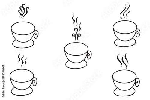 Smoke and Steam Icon Set. Hot Vapor, Smell, and Aroma Symbols. Cooking Fume and Warm Air Vector Collection.