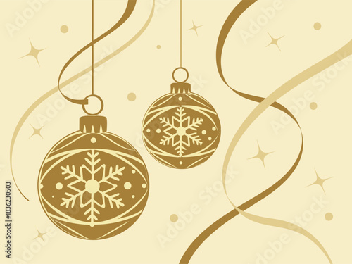 Bright shimmering arrangement of golden Christmas decorations creating a warm festive background suitable for holiday events and seasonal creative design work.