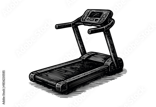 Vintage engraved illustration of a treadmill — stock vector.