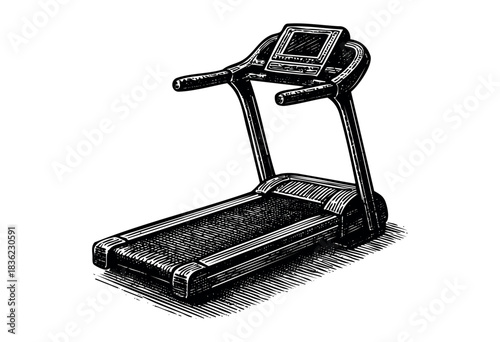 Vintage engraved illustration of a treadmill — stock vector.
