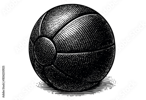 Vintage engraved illustration of a medicine ball — stock vector.