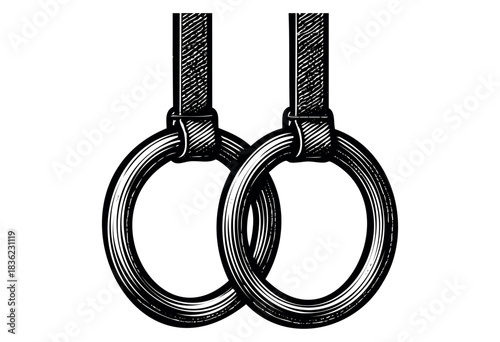Vintage engraved illustration of gymnastic rings — stock vector.