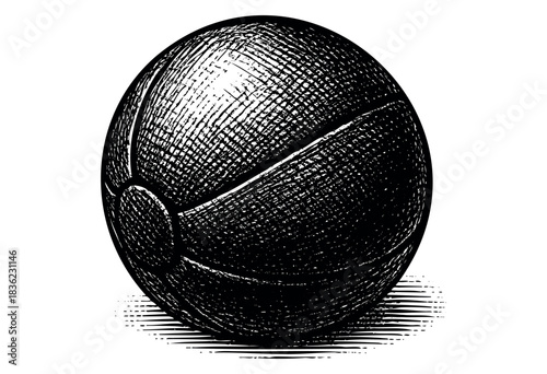 Vintage engraved illustration of a medicine ball — stock vector.