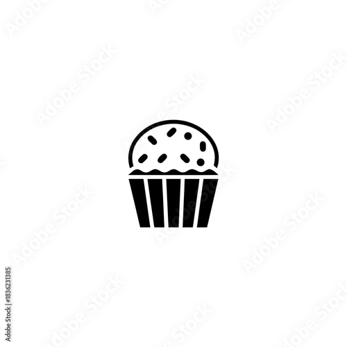 Illustration of a cupcake with sprinkles in a simple style on transparent background