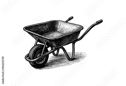 Vintage engraved illustration of a wheelbarrow — stock vector.