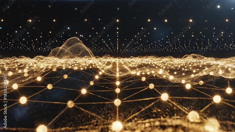 custom made wallpaper toronto digitalDigital Network Visualization with Glowing Nodes and Connecting Lines in Space