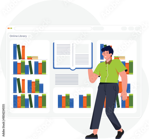 People vector illustrations in various activities of education, learning, reading book