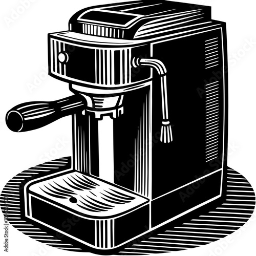 Espresso Machine Illustration A Classic Coffee Maker Design.