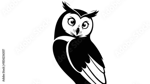 Elegant owl illustration perfect for logos, branding, and wildlife education materials in black and white design