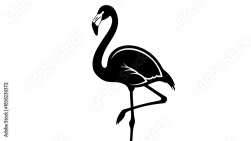 Striking flamingo silhouette stands elegantly, offering a touch of the exotic for branding or design elements