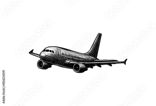 Vintage engraved illustration of an airplane — stock vector.