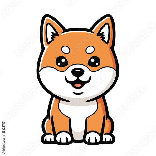 Adorable Shiba Inu Cartoon Character with Expressive Eyes and Smiling Face.