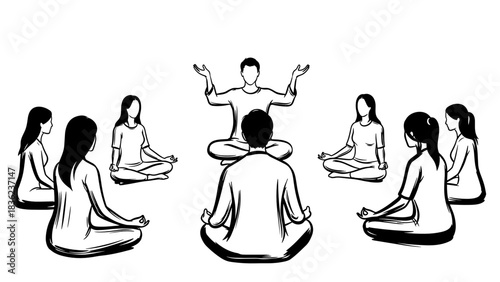 Meditation instructor guiding group