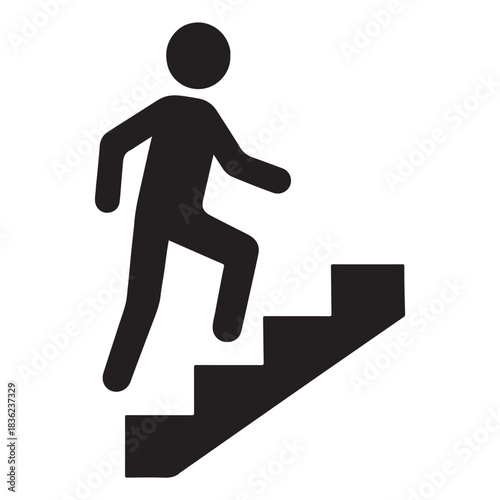 Person walking up stairs icon vector silhouette