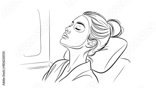 Woman relaxing with a facial mask in a spa chair, eyes closed in tranquil setting