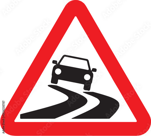 Uneven road warning icon set. Vector glyph pictograms of car bounce, triangle sign, road surface hazard, driving alert symbol black silhouette