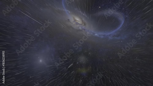 Deep space vortex with luminous gas clouds and distant stars