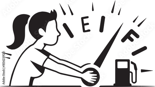 Fuel and dashboard icon set. Vector glyph pictograms of gauge, needle, E F scale, pointing hand, car panel, energy level, driving symbol black silhouette