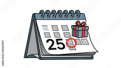 Christmas calendar december holiday event date reminder gift box festive season schedule christmas day