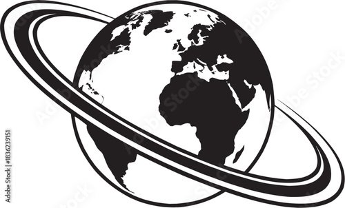 Orbit globe icon set. Vector glyph pictograms of swoosh line, travel path, global motion, world symbol, dynamic shape black silhouette