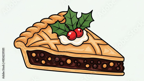 Delicious christmas mince pie recipe holiday dessert illustration vector graphic design image for food lovers