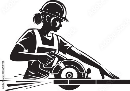 Carpentry saw icon set. Vector glyph pictograms of circular saw, wood cutting, construction tool, manual labor, workshop action black silhouette