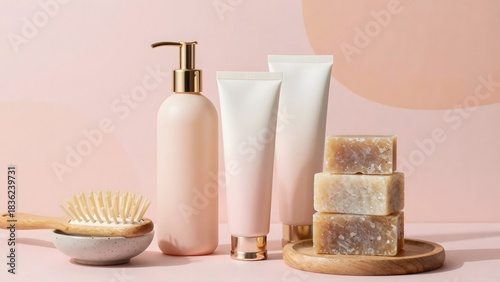 A set of toiletries ,bottle
