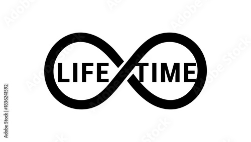 Lifetime inscription, black isolated silhouette