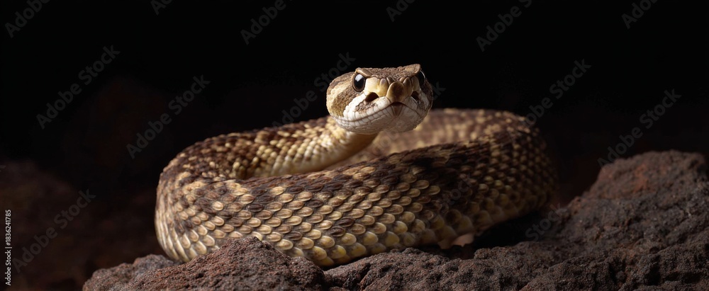 Naklejka premium The rattlesnake is a spring-loaded shadow coiled and ready to strike