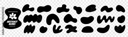 Simple Shape Organic Soft Form Kit. Organic Soft Blob for Text Figure Bundle. Doodle Vector Graphic Elements in Black Color